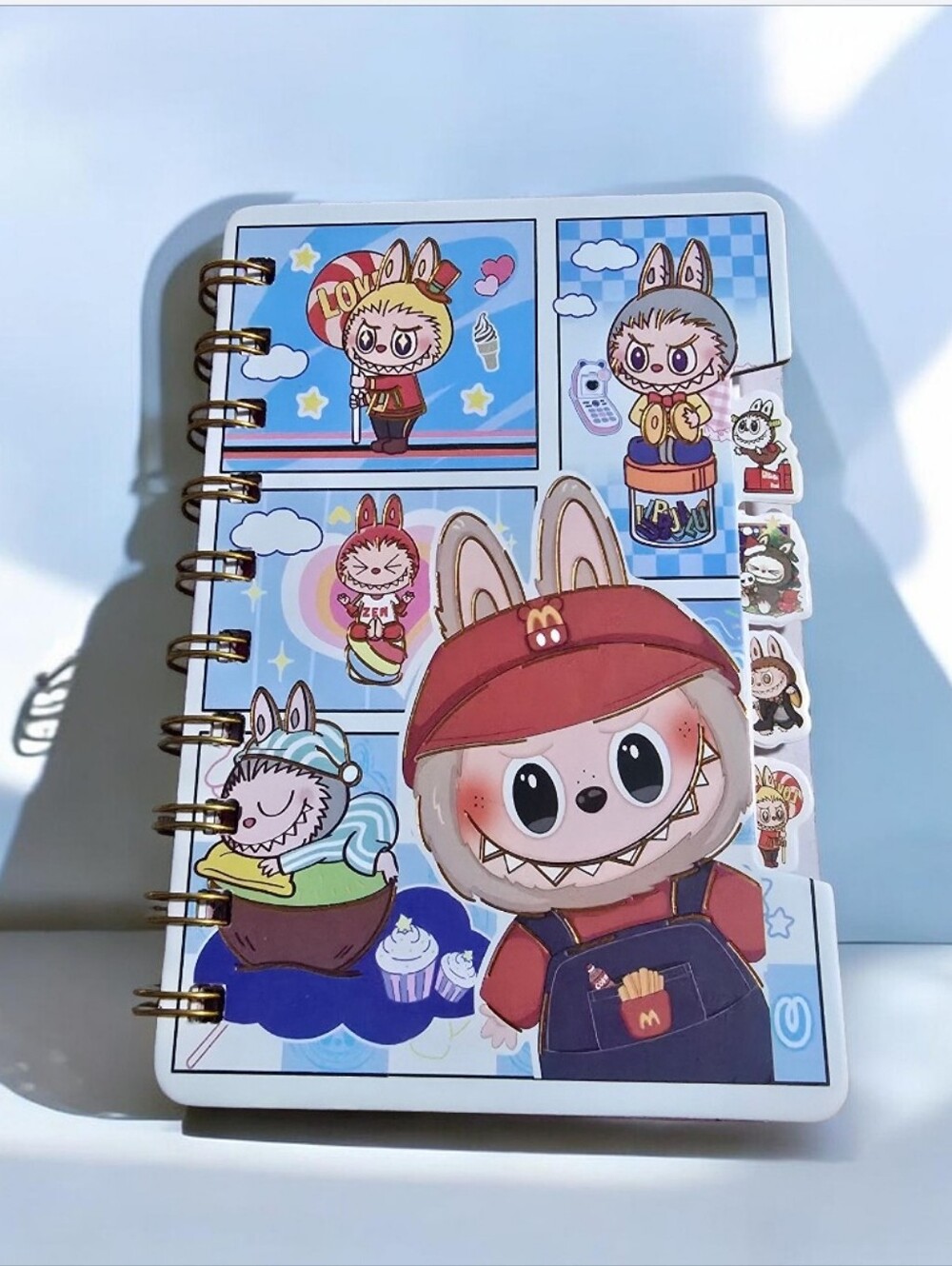 Labubu Notebook  Cute Red Bunny Character Spiral Notebook - Unbranded